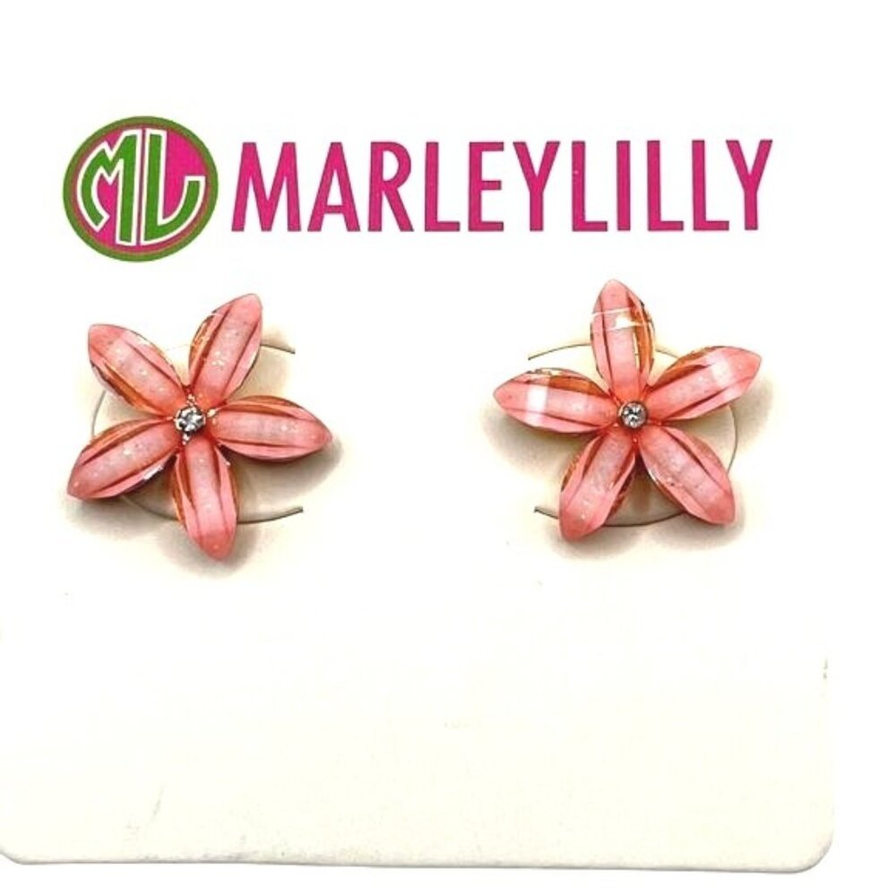 MARLEYLILLY Pink Plumeria Flower Earrings
